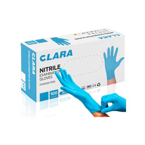 Rękawiczki nitrylowe bezpudrowe Clara, niebieskie, roz XL 100szt