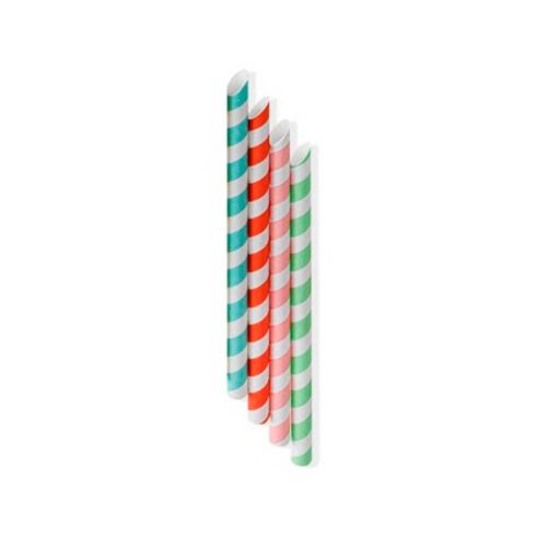 Słomka 12/210 paski PASTEL MIX skos, 200szt