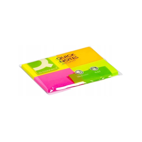 Bloczek samoprzylepny Q-Connect 38x51mm 4x50szt, wielokolorowy
