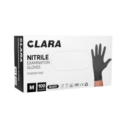Rękawiczki nitrylowe bezpudrowe Clara, czarne, roz M 100szt
