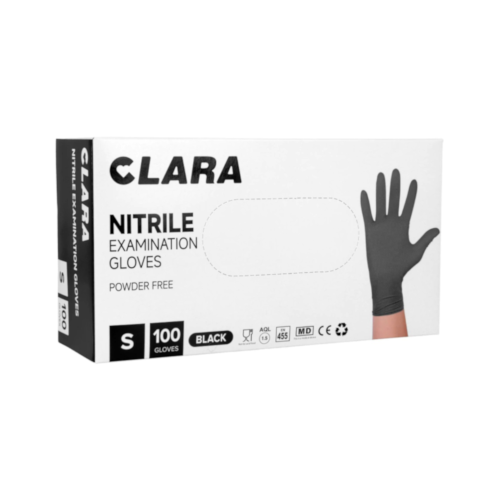 Rękawiczki nitrylowe bezpudrowe Clara, czarne roz S 100szt