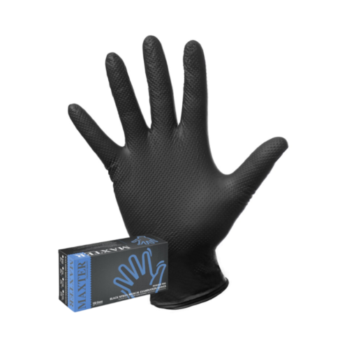 Rękawiczki nitrylowe 6.0 bezpudrowe MAXTER, czarne, roz L 100szt