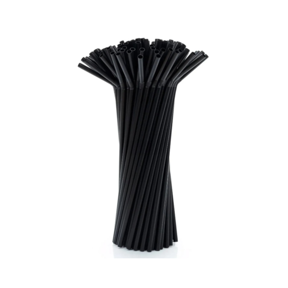 Słomka łamana plastikowa, 5mm/21cm, czarna 500szt