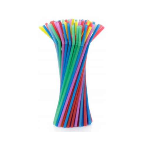 Słomka łamana plastikowa, 5mm/21cm, mix kolorów 500szt