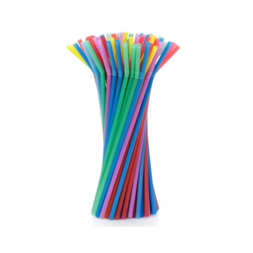 Słomka łamana plastikowa, 5mm/21cm, mix kolorów 500szt
